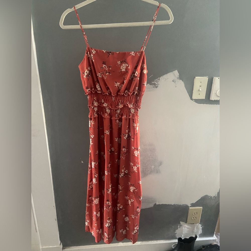 Gently Worn Midi Dress Red Floral Sz Small